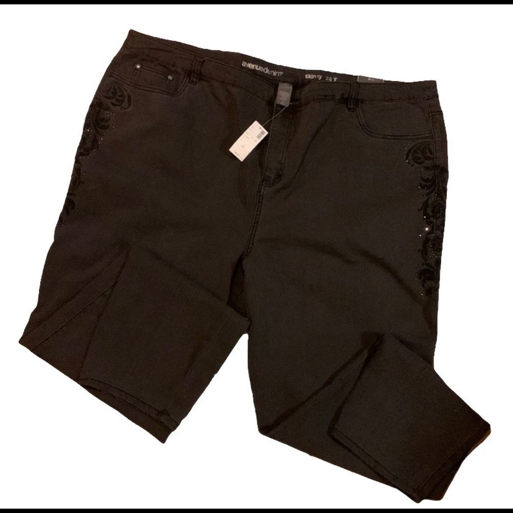 Avenue Denim Black Plus Size Skinny Jeans